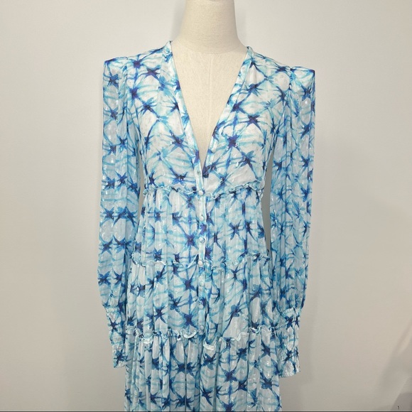 NWT Rococo Sand Volna Maxi Dress in Blue Multi Watercolor Floral Print xsmall - Picture 2 of 13